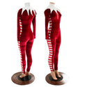 2PC Elf Catsuit and Collar Set in Red Velvet - 1